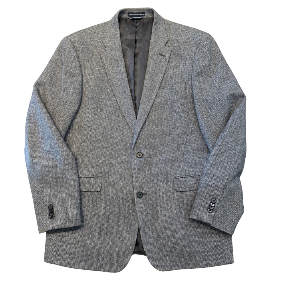 Tommy Hilfiger Men's Herringbone Wool Blend Blazer Gray Size 42L two button